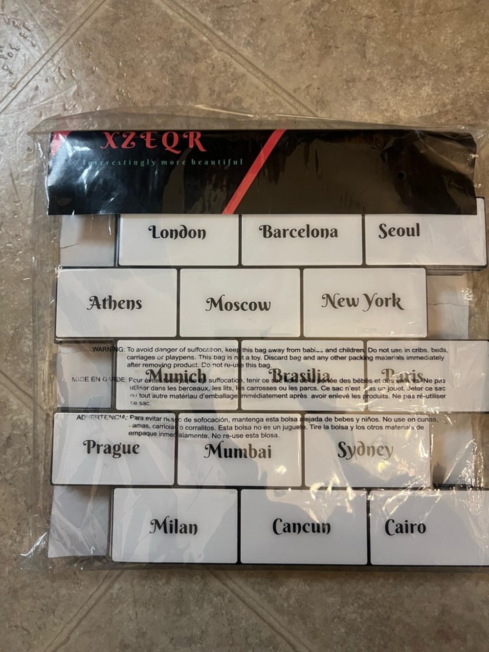 Travel Destination Stick-on Tile - White